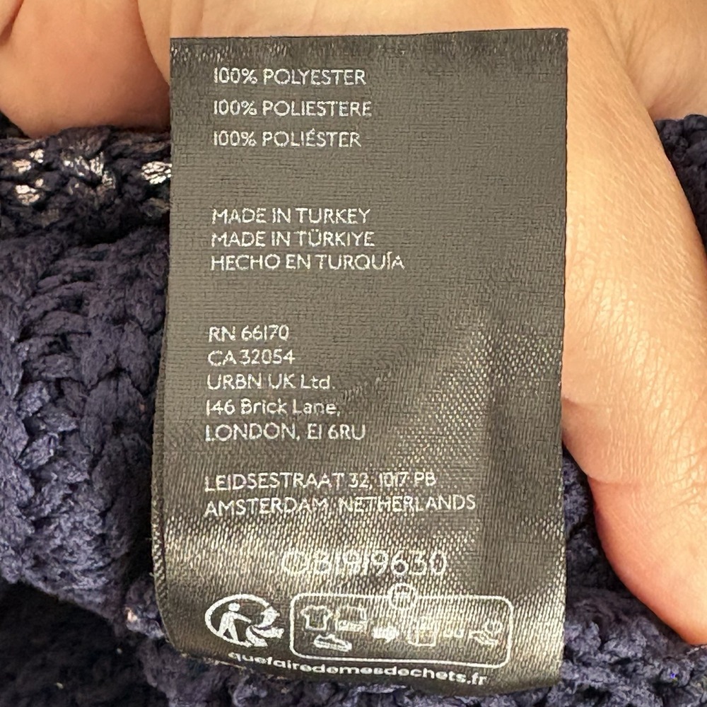 Anthropologie Pilcro Women Oversized Foil Tunic Sweater Vest Size M Navy Silver - Picture 8 of 10